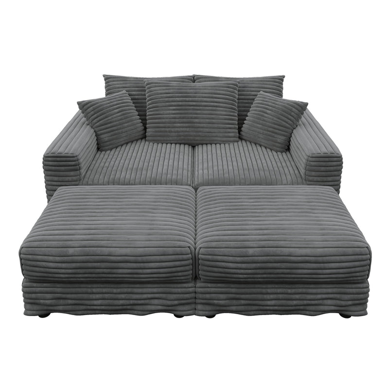 Deep Seat Convertible Sofa With Soft Pillows And Ottomans
