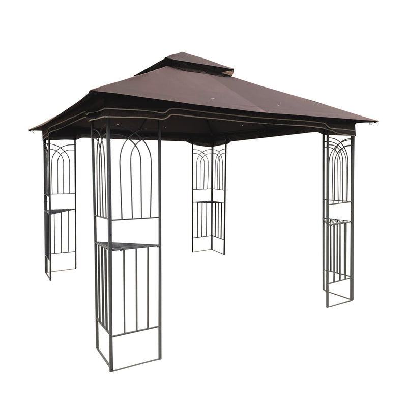 Patio Gazebo Tent With Ventilated Double Roof And Mosquito Net