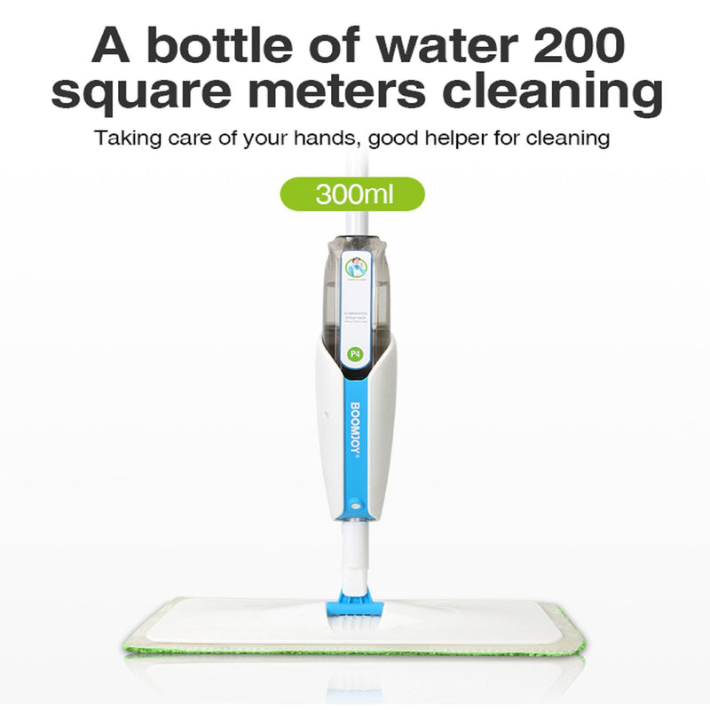 Superfine Fiber Washable Mat Spray Mop With 300Ml Reusable Bottle For Various Floors - Blue