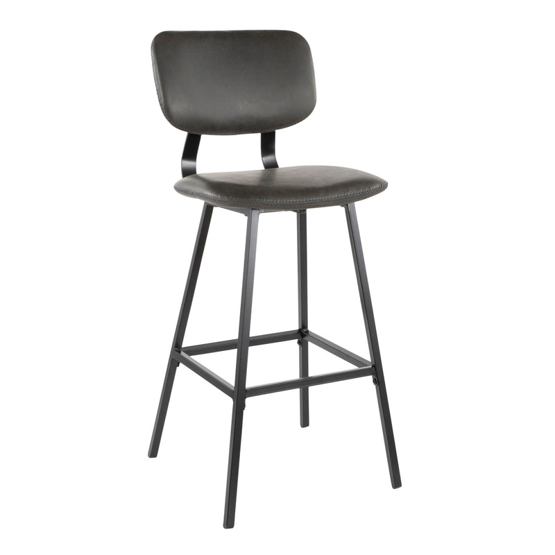Foundry - Contemporary Barstool Zig Zag Stitching (Set of 2) - Gray