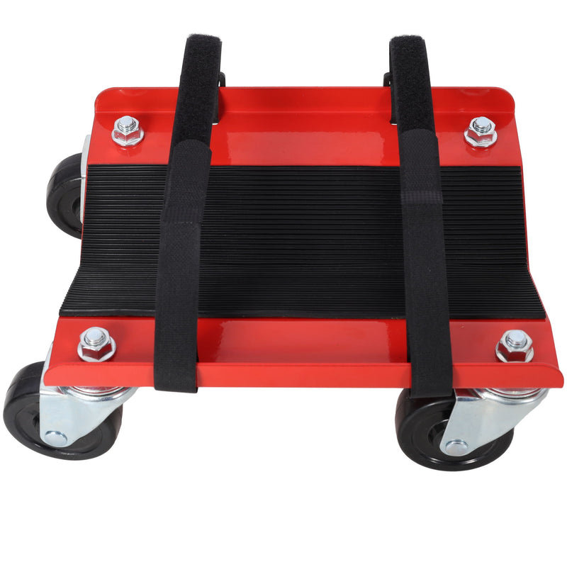 Heavy Duty Snowmobile Dolly V Slide With 2.5" Swivel Casters, Rubber Pad, 1500Lbs Capacity Steel - Red