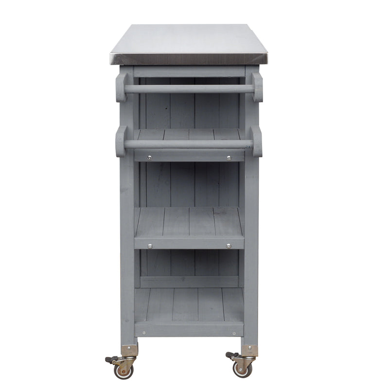Foldable Outdoor Kitchen Island With Storage Cabinet