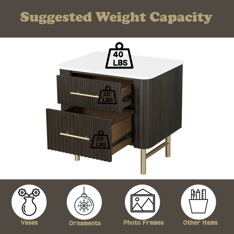 Clayten - Nightstand - Espresso / White Marble