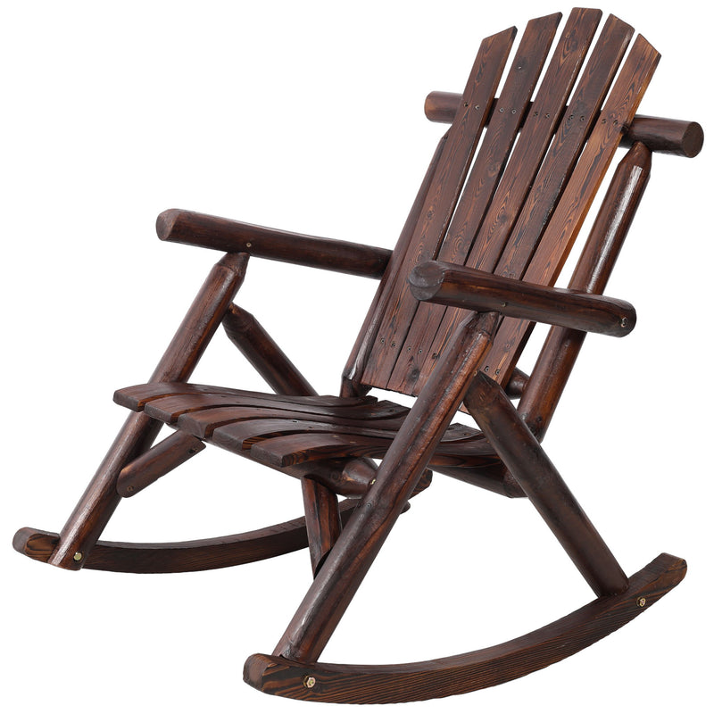 Durable Wooden Porch Rocker, Fir Log Rocking Chair