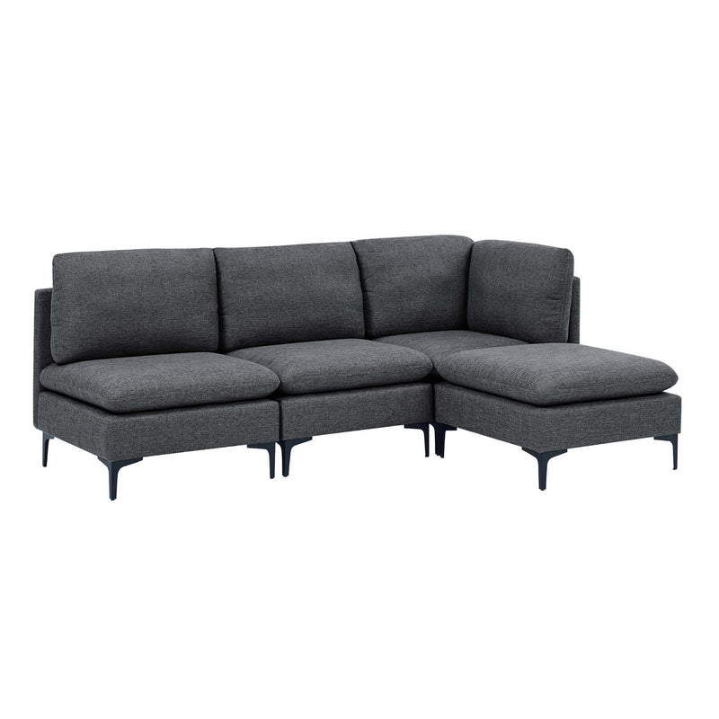 Upholstered Modular Sectional With Tall Legs, Medium Firm Seat