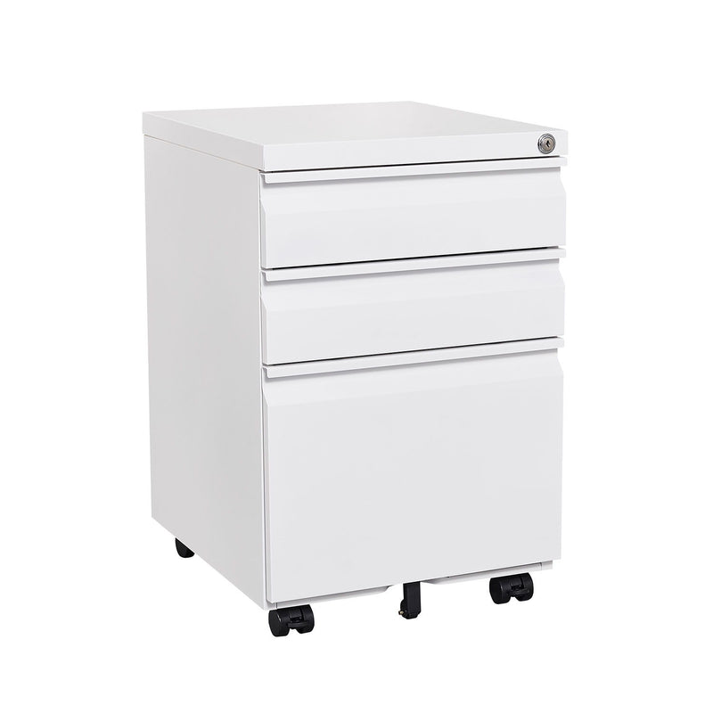 Contemporary 3 Drawer Mobile Filing Cabinet With Lock, Metal Office Storage For Legal / Letter Size
