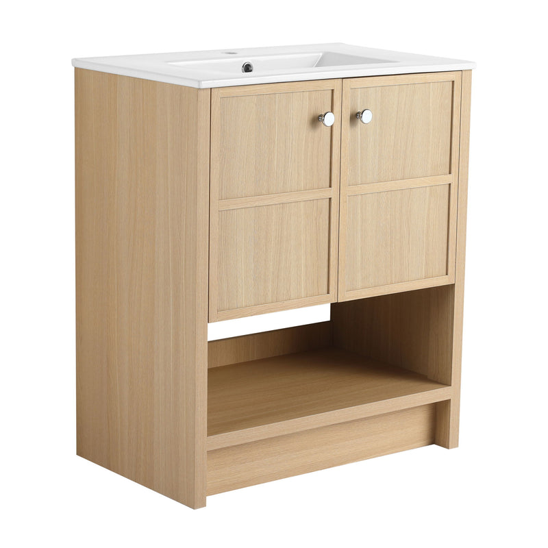 Modern Freestanding Bathroom Vanity With Ceramic Sink And Soft Closing Doors