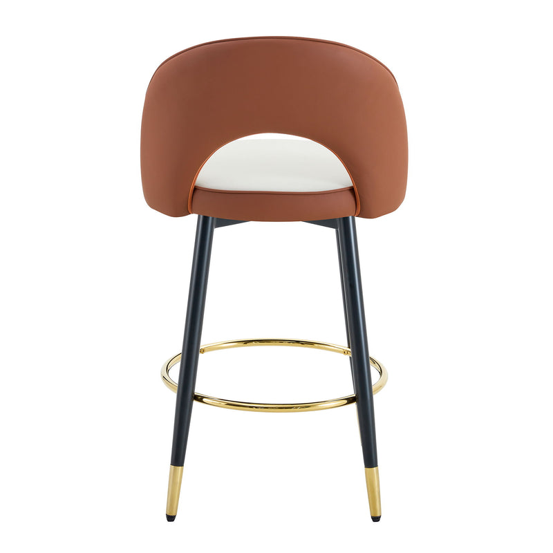 Upholstered Rotatable Bar Chair With Metal Legs For Dining Room
