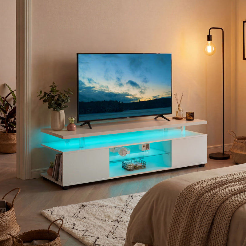 TV Stant With LED And Large Side Cabinet