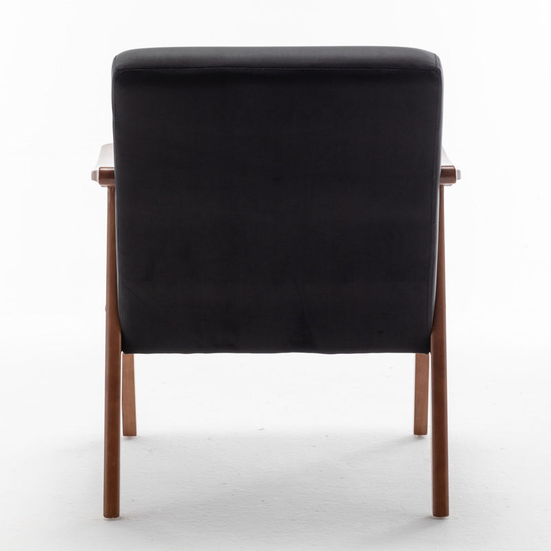 Mid Century Modern Accent Chair With Solid Wood Frame And Extra Thick Backrest