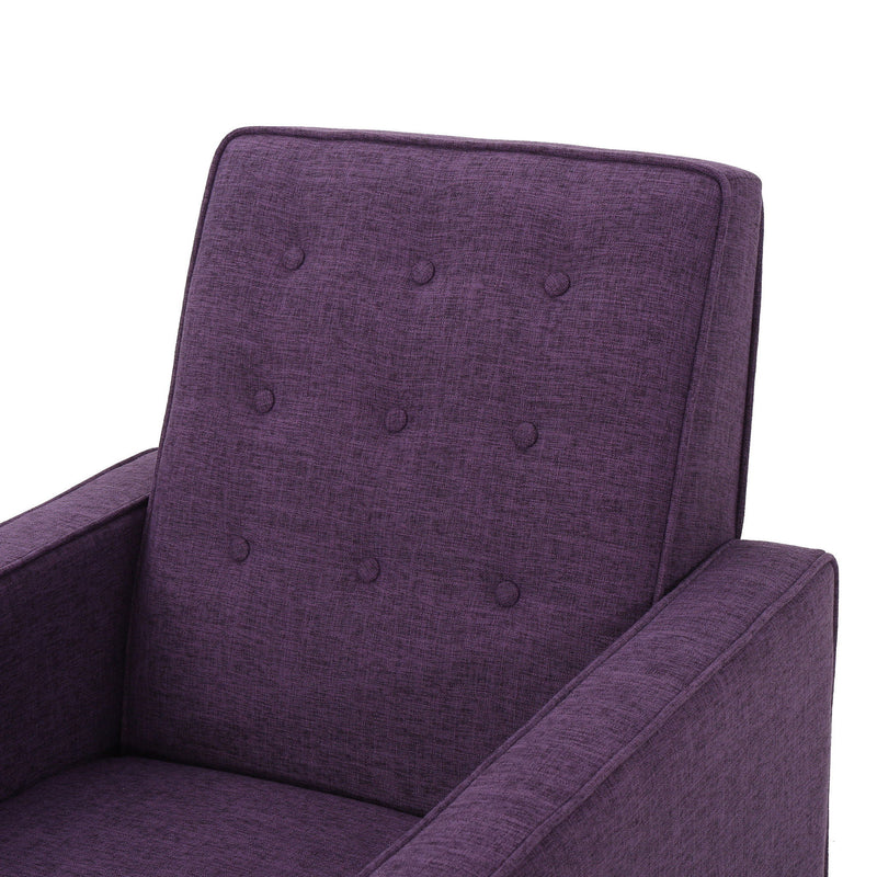 Mid-Century Modern Recliner With Button Tufted Waffle Stitch