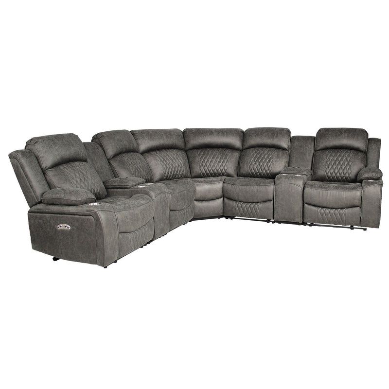 Power Motion Reclining Sectional Set With Console