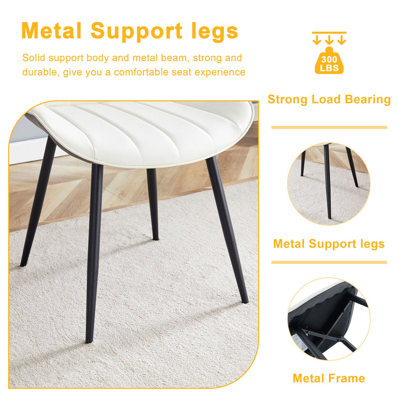 Modern Minimalist Dining Chair Set, Extended Seat Cushion