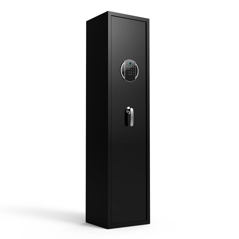 Large Capacity Quick Access Fingerprint Gun Safe, 4 - 5 Gun Biometric Metal Rifle Gun Security Cabinet Safe Locker - Black