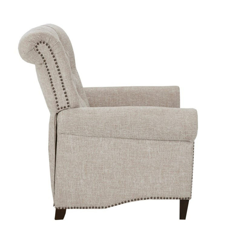 Aidan - Push Back Recliner Chair With Tufted Back And Nailhead Trim - Cream