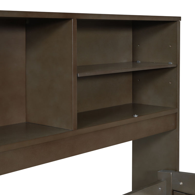 Daybed With 2 Bedside Cabinets, Upper Shelves And 4 Drawers