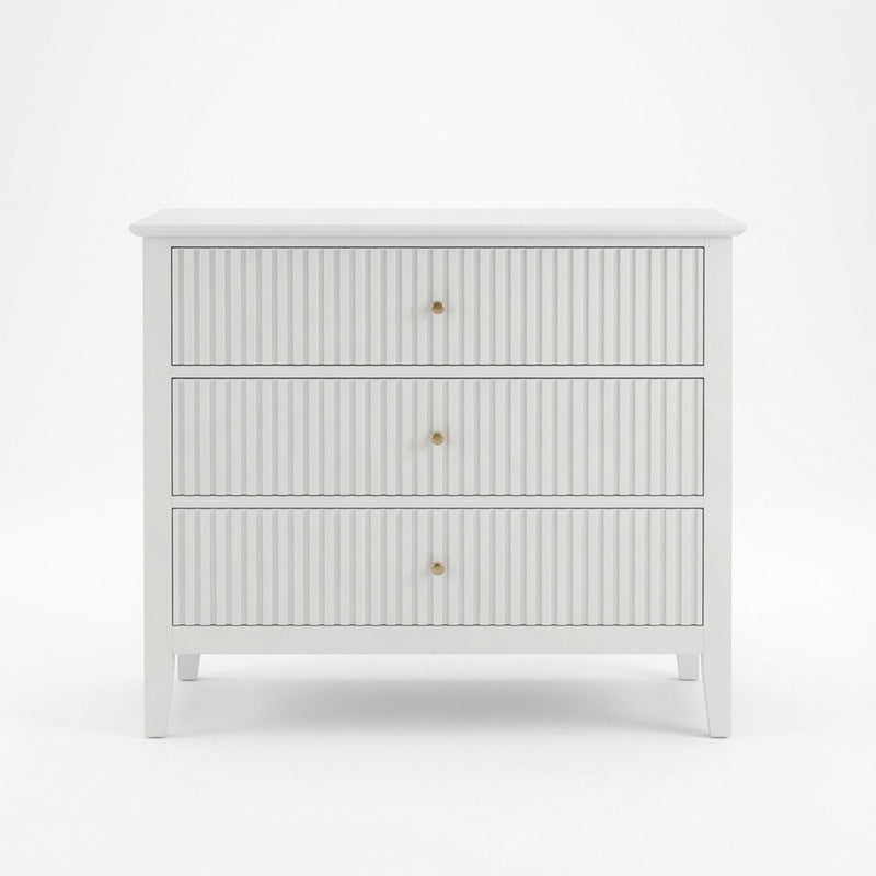 3 Drawer Nightstand, Wide With Soft Close Slides - White
