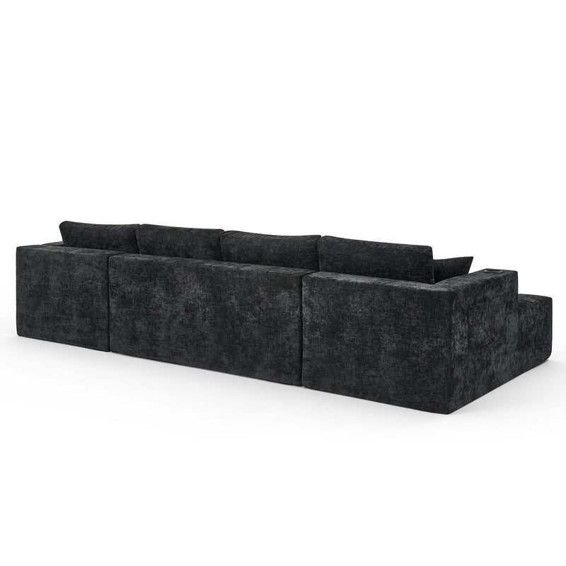 U - Shaped Sectional Sofa, Cup Holders & Side Pockets For Living Room