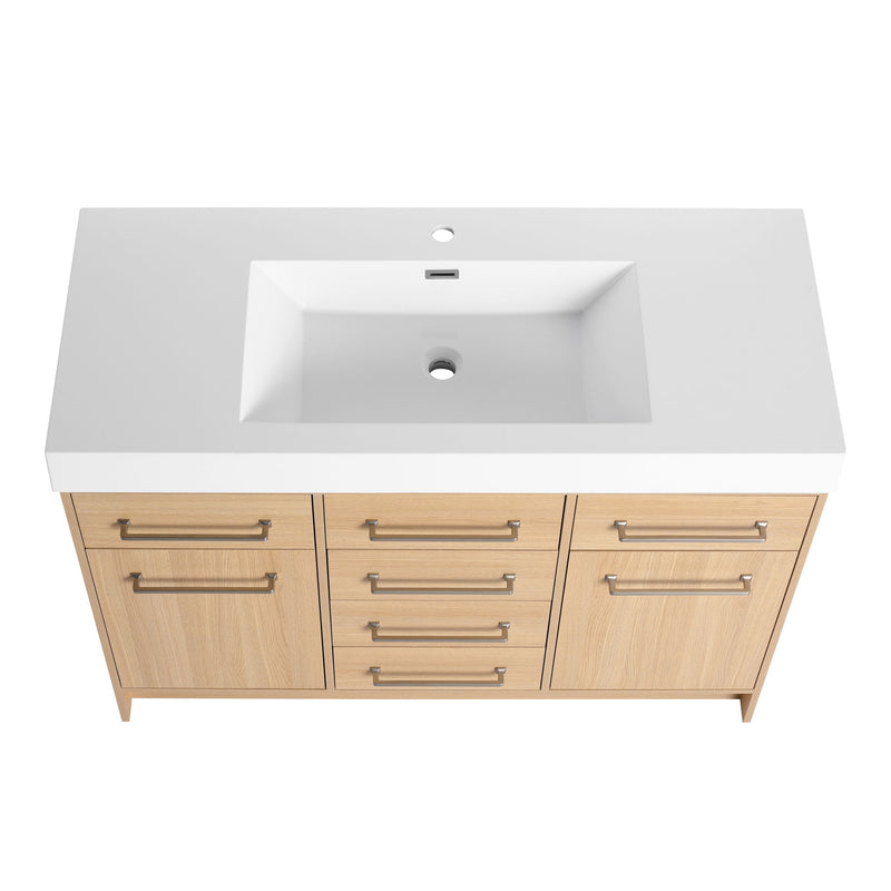 Freestanding Bathroom Vanity With Resin Sink, Soft-Closing Doors And Drawers