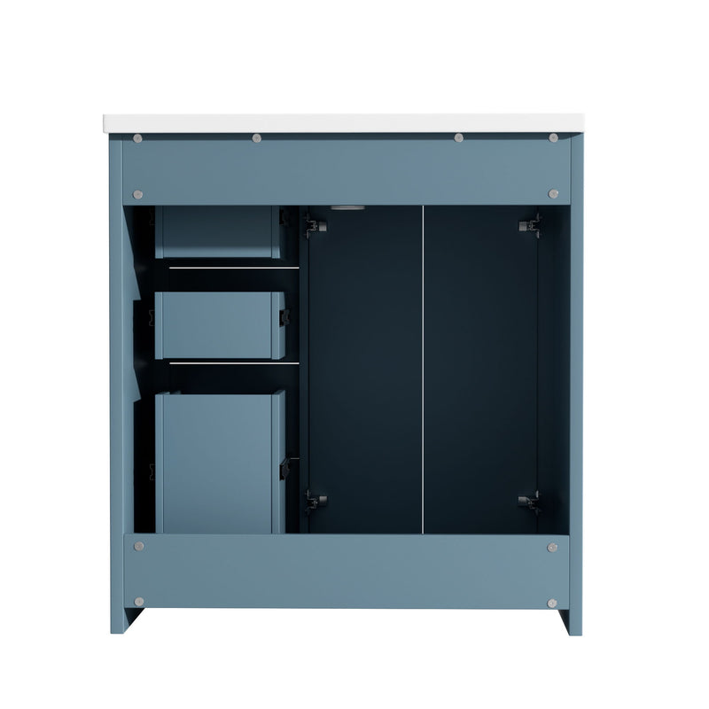 Bathroom Vanity With Sink, Storage Cabinet, Freestanding Set With 3 Drawers & Soft Closing Doors