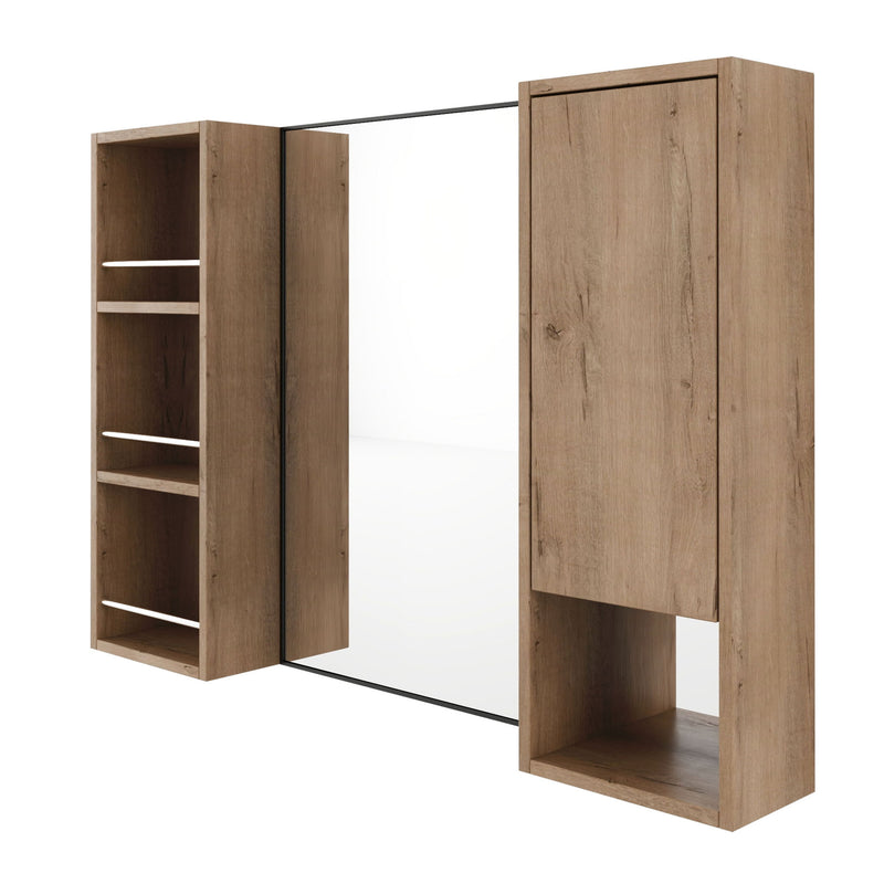 39.4" Wall Mounted Bathroom Cabinet With Storage And - Imitative Oak