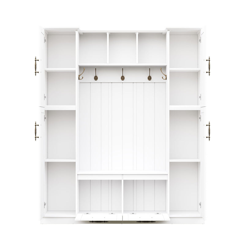 Hall Tree With 4 Side Cabinets