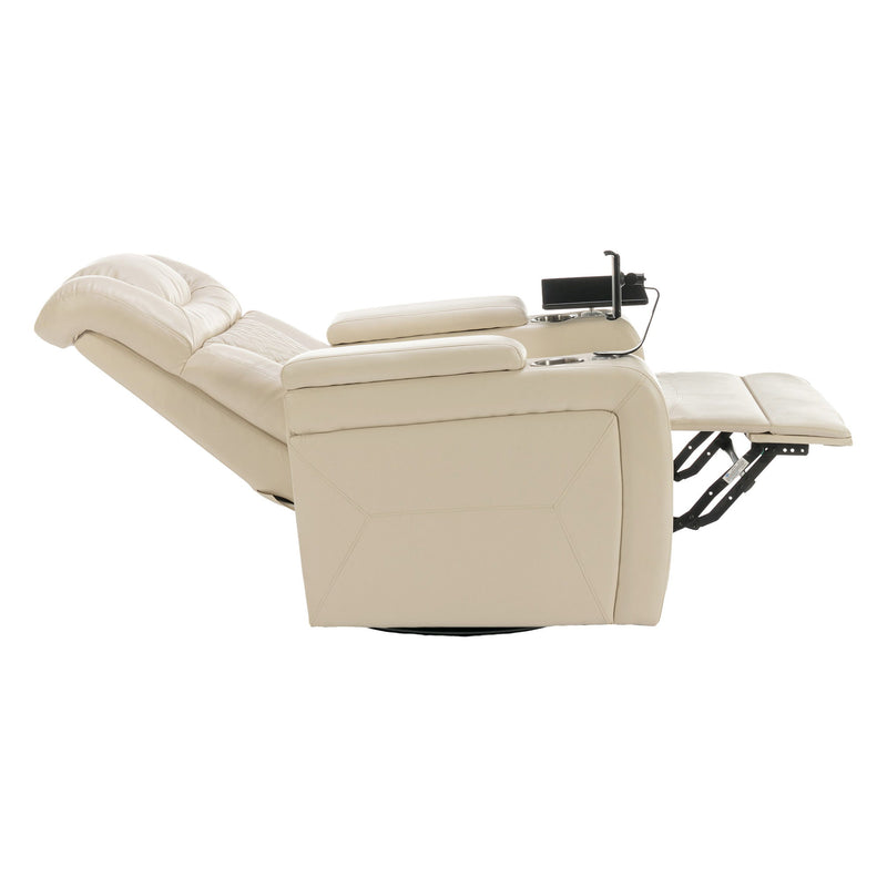 270 Degree Swivel Power Recliner With Tray Table, Phone Holder, Cup Holder, USB Port