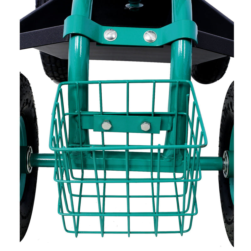 Rolling Garden Scooter Cart Seat With Wheels, 360 Swivel Seat, Tool Tray
