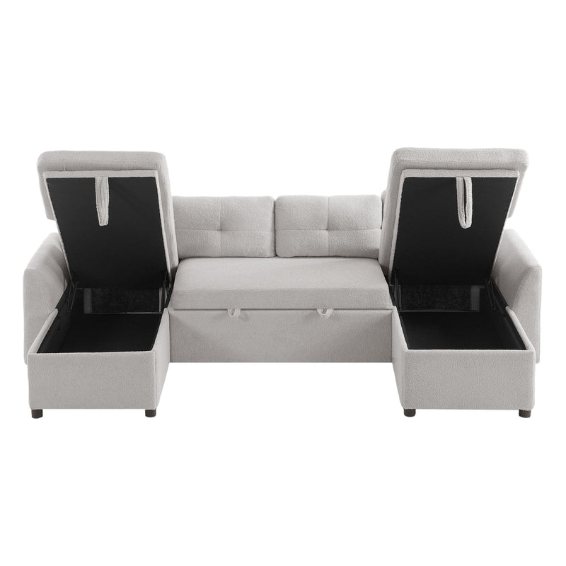 U-Shaped Sectional Sofa Bed With Storage And USB Ports