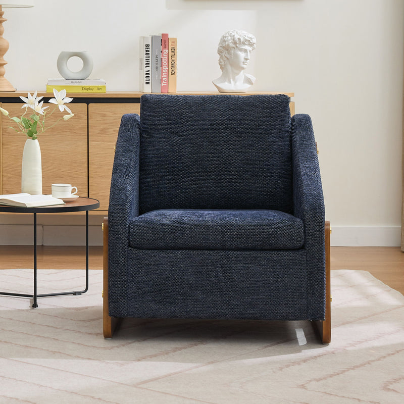 Modern Upholstered Armchair With Wooden Side Frame