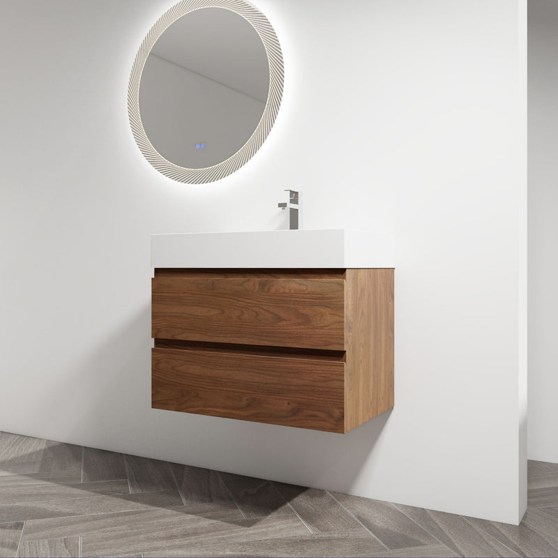 Wall Mounted Bathroom Vanity And Sink, 2 Soft Close Drawers