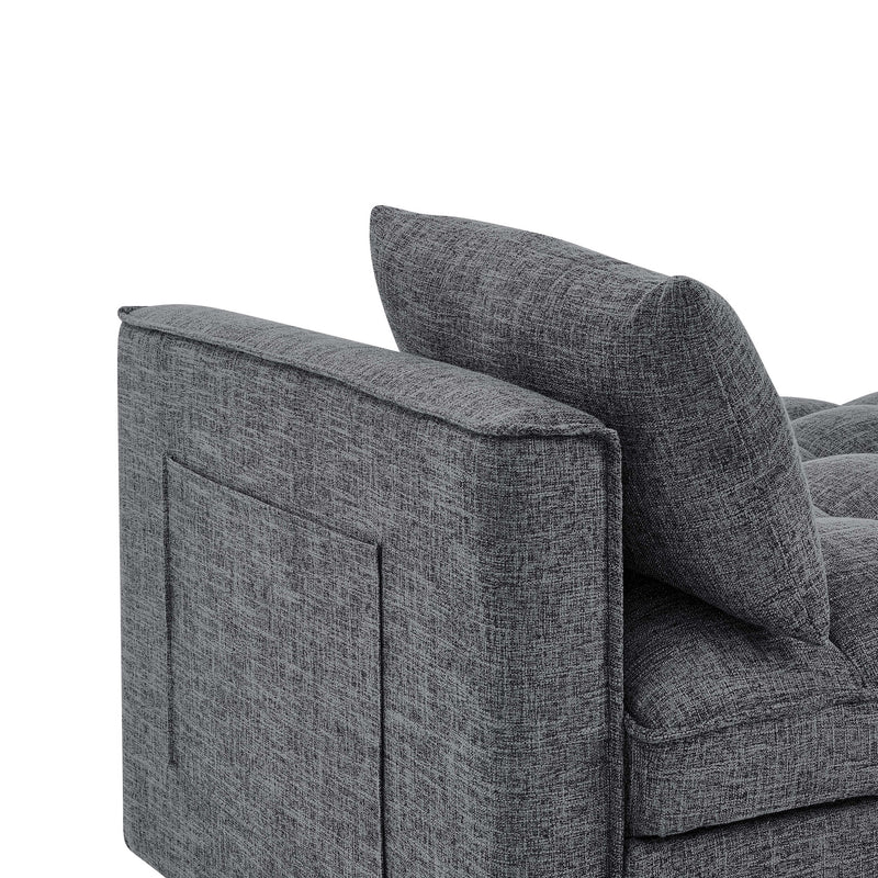 Sienna - Tufted Convertible Sleeper Sofa With Chaise - Gray