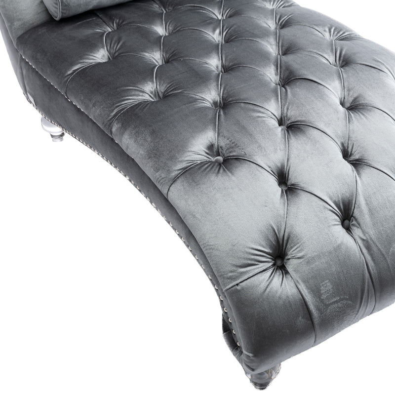 Chaise Lounge Indoor, Button Tufted Upholstered Chaise Lounge Chair With Pillow