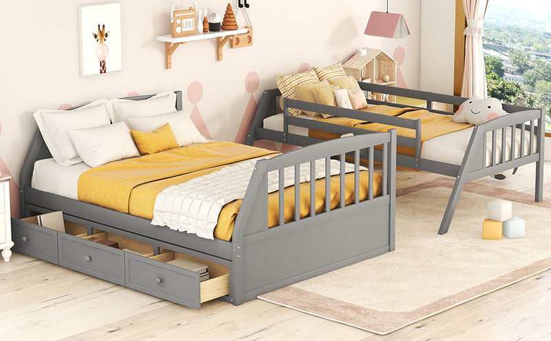 Bunk Bed With Drawers, Ladder And Storage Staircase