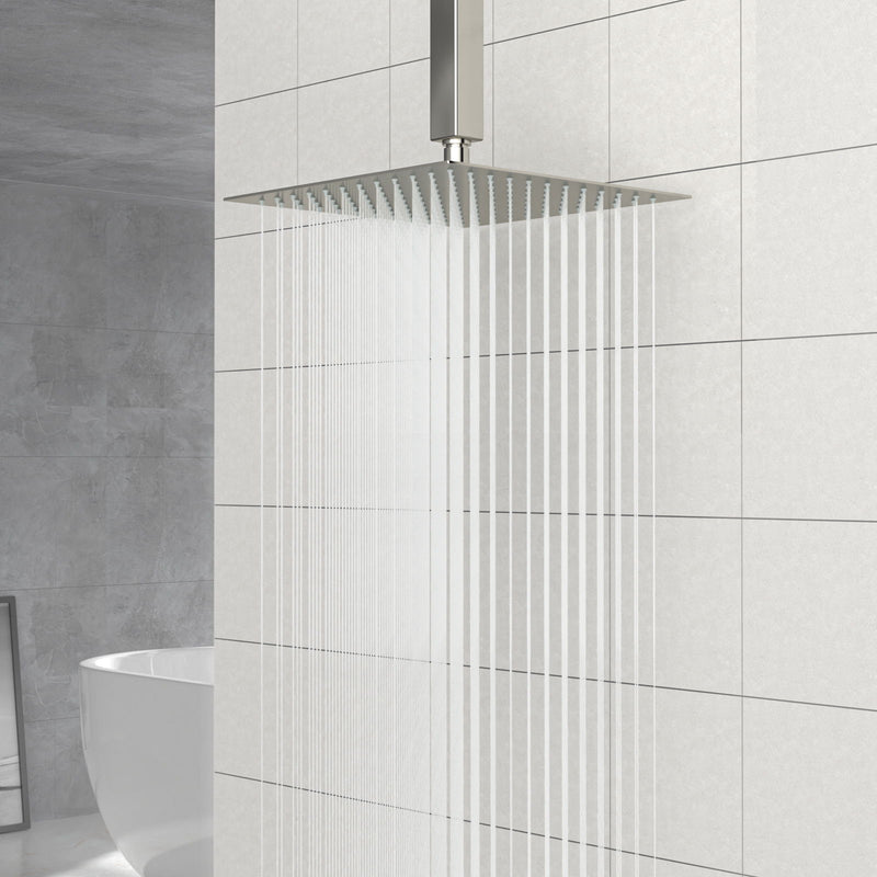 Modern 10" Square Rainfall Shower Head & Stainless Steel Wall Or Ceiling Mount Luxury Spa Shower Panel