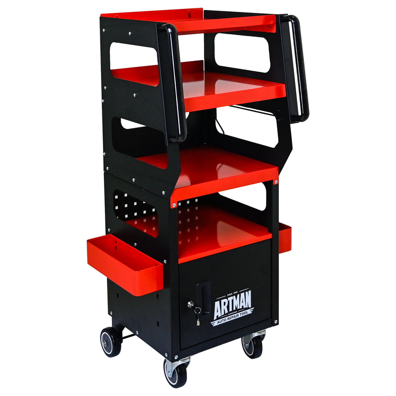 4 Level Multi Purpose Trolley For Diagnostics - Black / Red