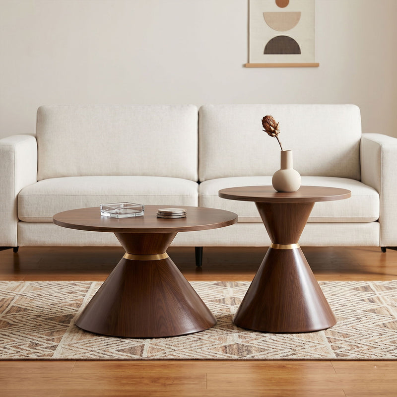2 Piece Round Coffee Table Set For Living Room