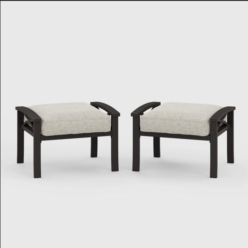 Modern All-Weather Ottomans With Cushions (Set of 2)