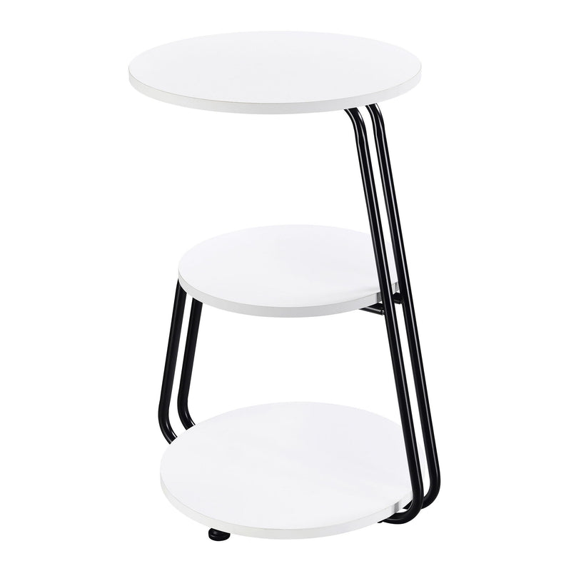 Dixon - 3 Tier Round Accent Side Table With Slim Legs - White / Black