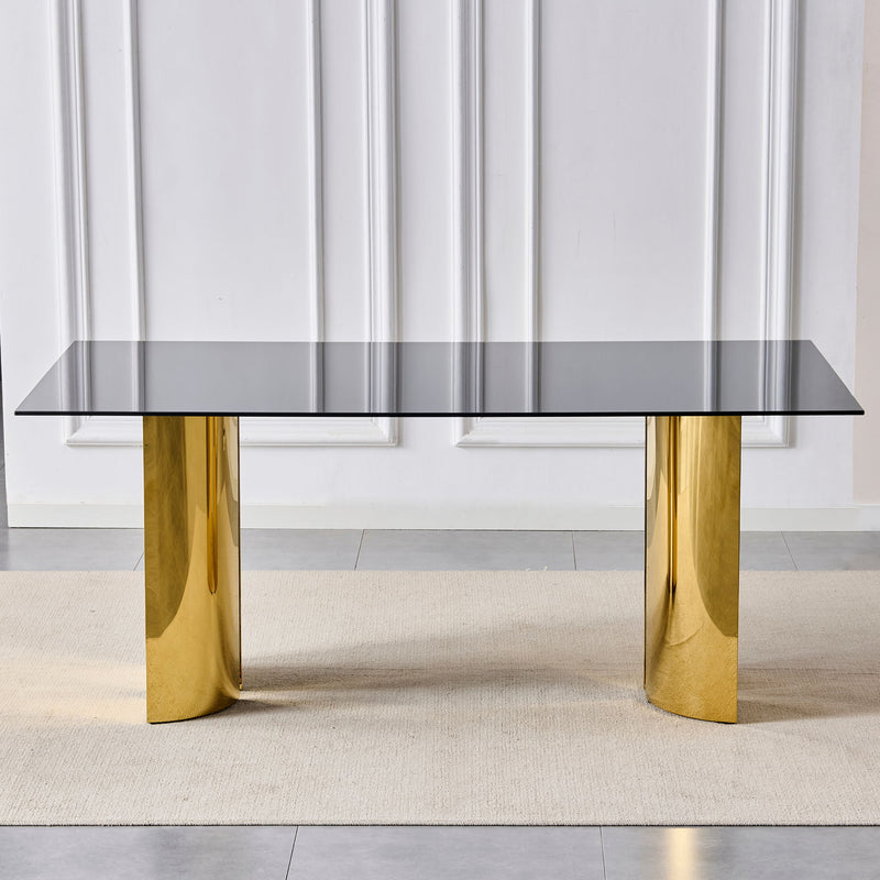 Rectangular Dining Table - Gold / Black