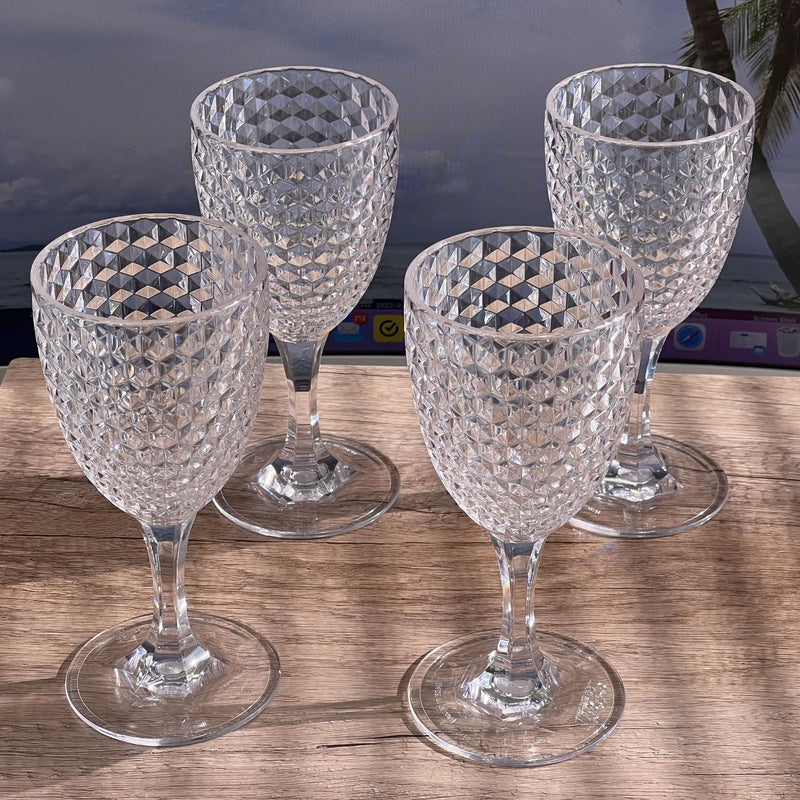 Diamond Cut Plastic Wine Glasses (Set of 4)