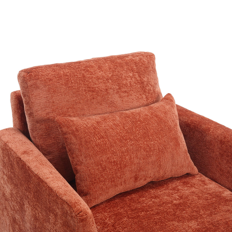 Modern Mid Century Wood Frame Armchair With Tufted Design