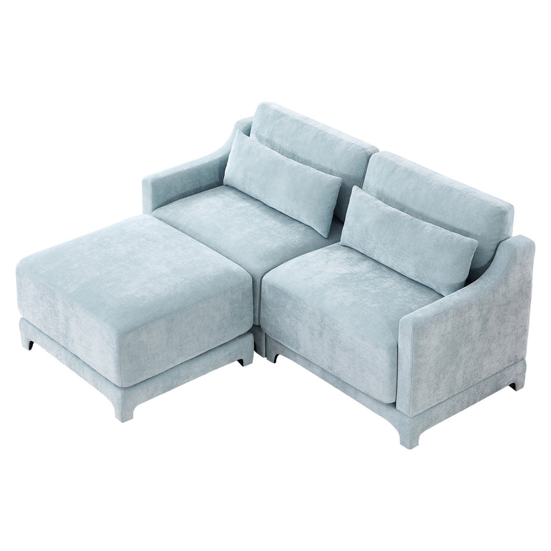 Stylish Sofa With Ottoman And Lumbar Pillows, Ergonomic Design