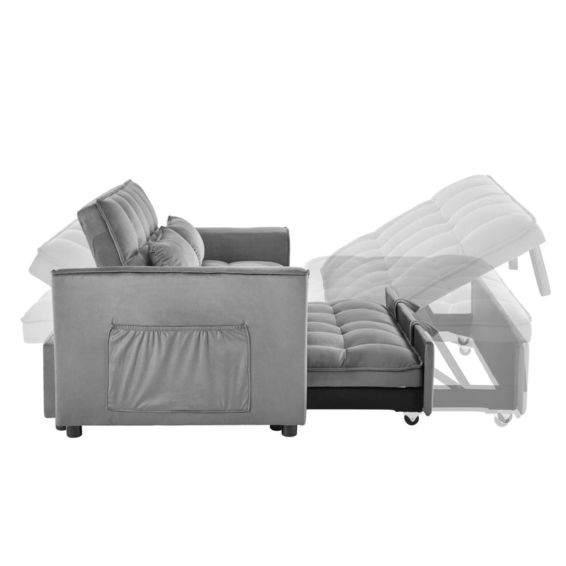 3 In 1 Pull Out Couch Convertible Sofa Bed With Reclining Backrest
