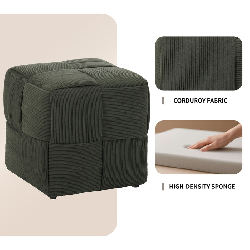 Modern Ottoman Foot Rest With Woven Design