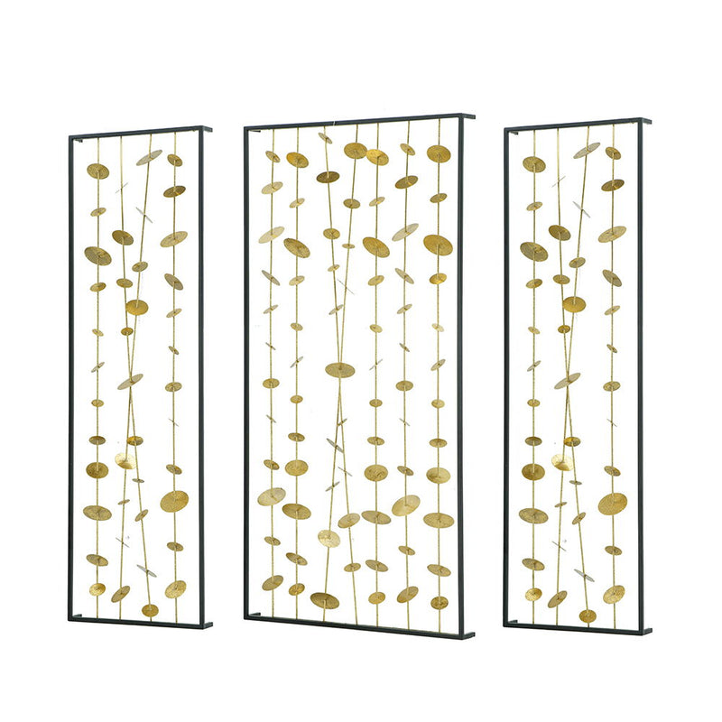 Metal Decorative Wall Art With Frame, Wall Decor For Living Room (Set of 3) - Gold