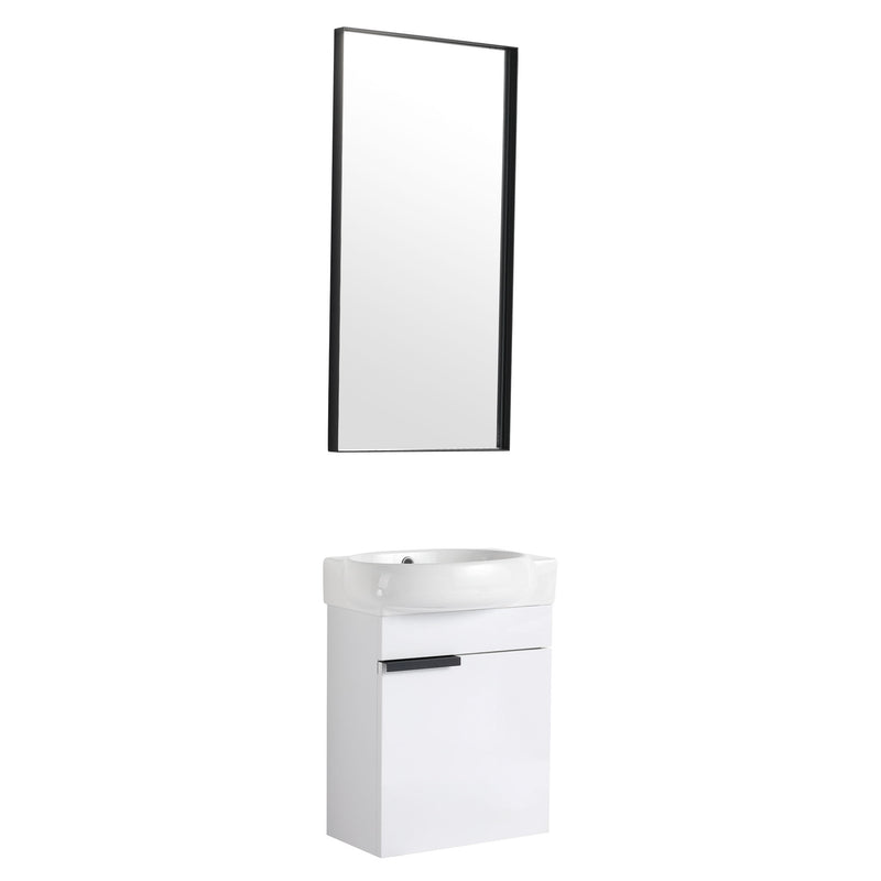Soft Close Doors Bathroom Vanity With Sink, Compact Wall Mounted Design Basin