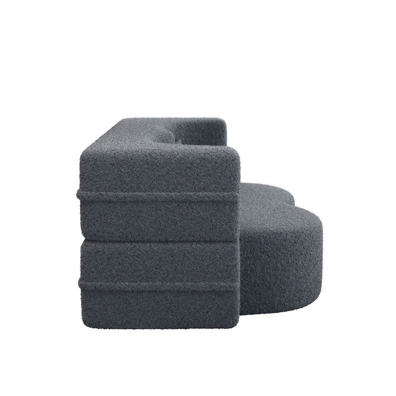Modern Floor Sofa, With 2 Pillows, Convertible Teddy Fabric Foam Filled Bed