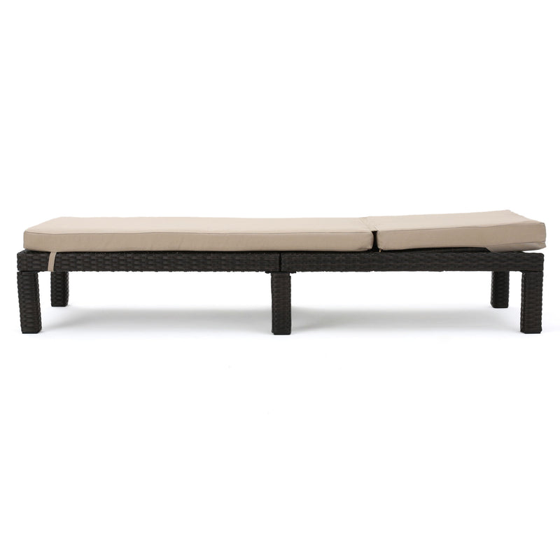 Puerta - Chaise Lounge Frame Cushion Outdoor Wicker Iron - Beige / Dark Brown