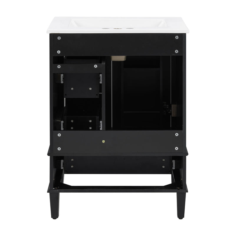 Bathroom Vanity With Integrated Basin, Soft Close Drawers, Door Mounted Double Layer Shelf